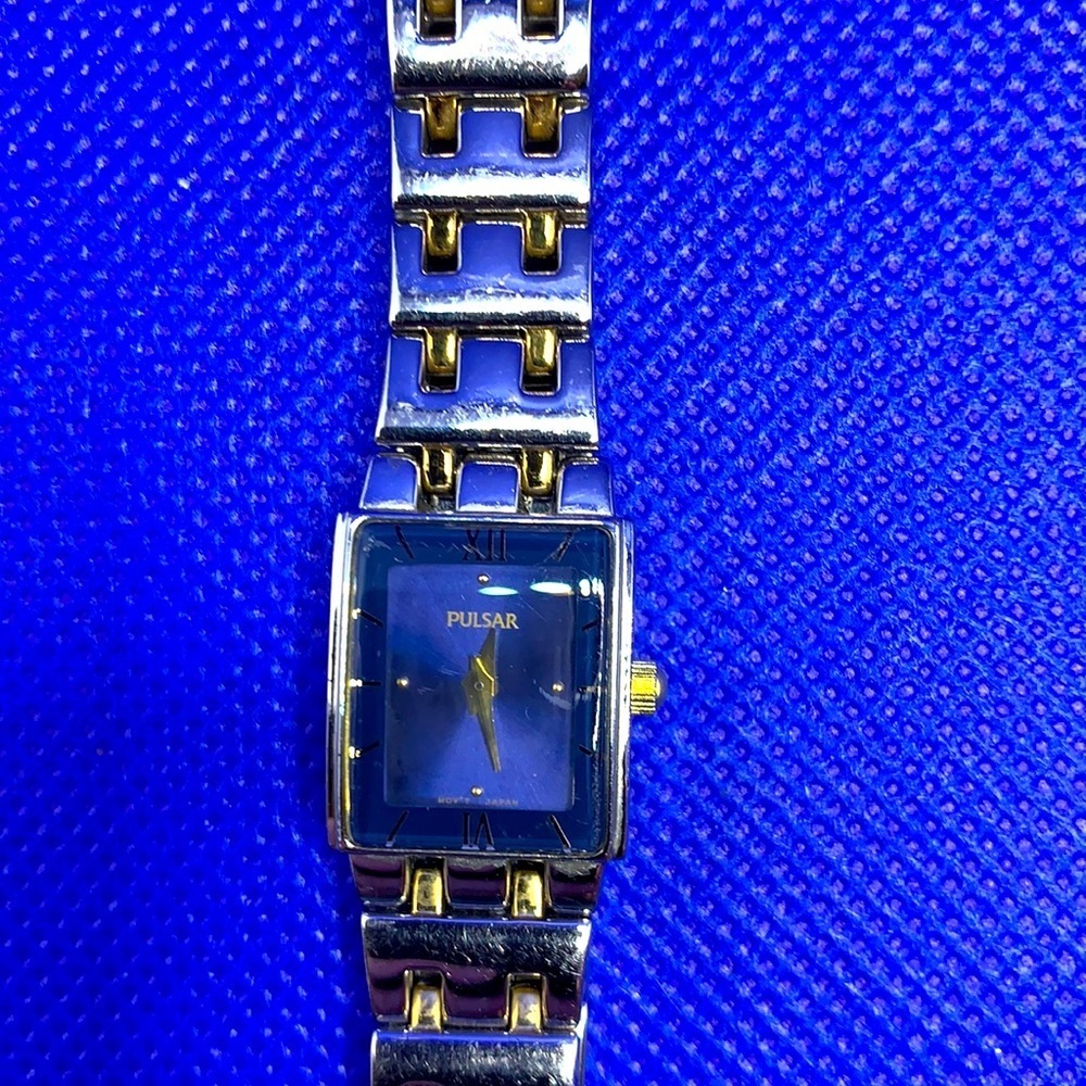 Pulsar ladies watch - blue face and two tone dial